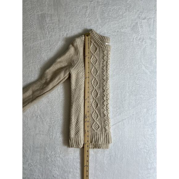 J Crew Womens Sweater Cable Knit Sweater Sz S Wool Beige Preppy Academia Minimal - Picture 6 of 7